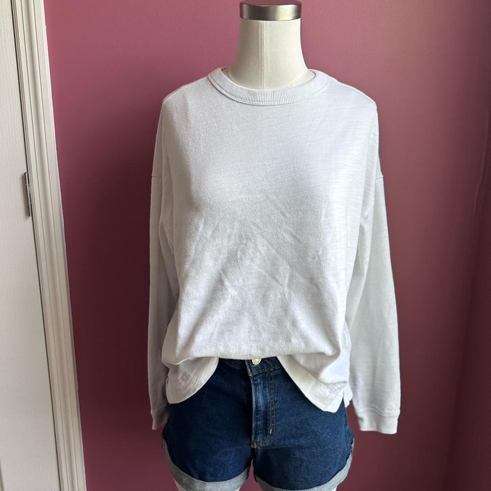 Old Navy White Oversized Long Sleeve Sweatshirt